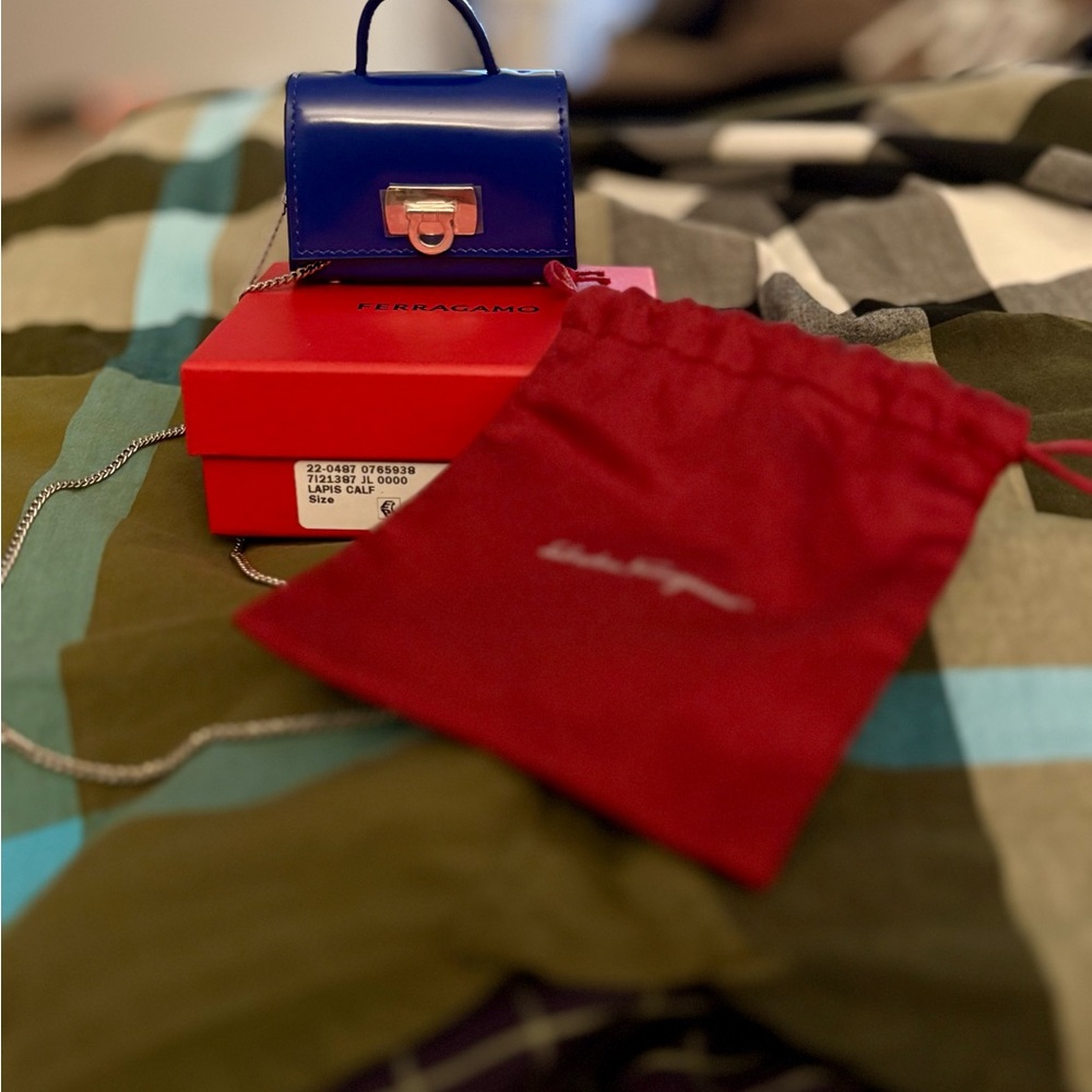 Authentic Salvatore Ferragamo Royal Blue Mini Bag with Original Box & Dust Bag